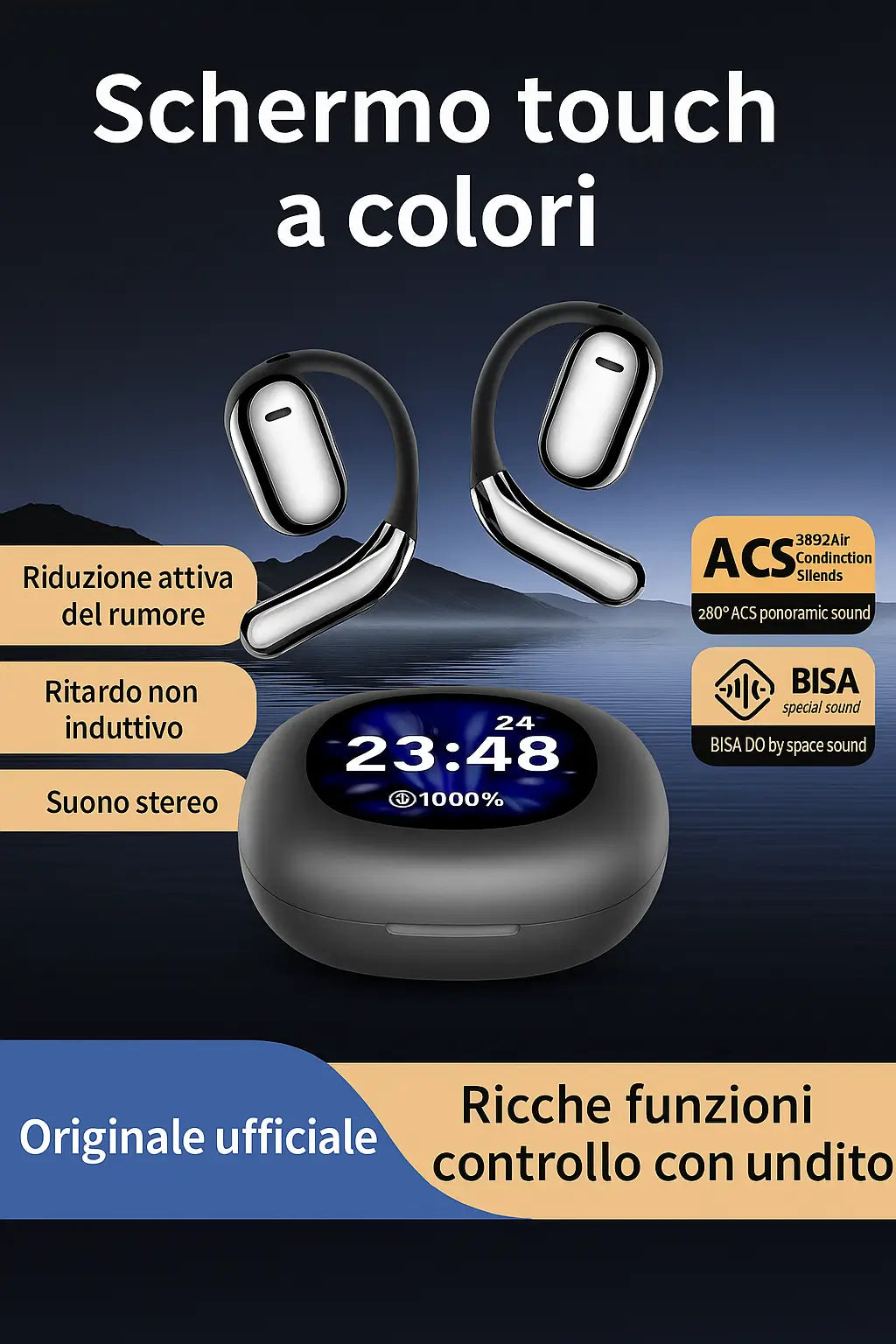 Osound® AirBone Sfera Pro a Conduzione Ossea con Display